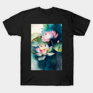 Lotus Watercolor Background T-Shirt